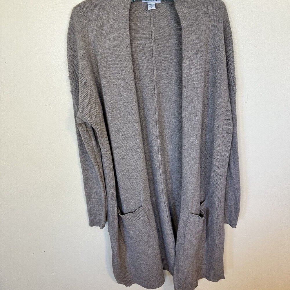 ATHLETA Spirit Wool Cashmere Wrap Longline Cardigan Sweater Taupe Size Medium
